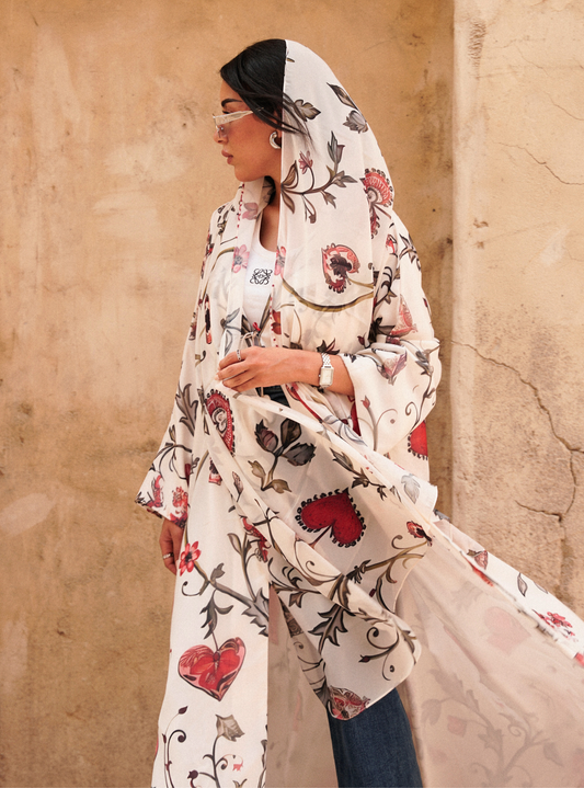 LS169- White A Cut Summer Abaya