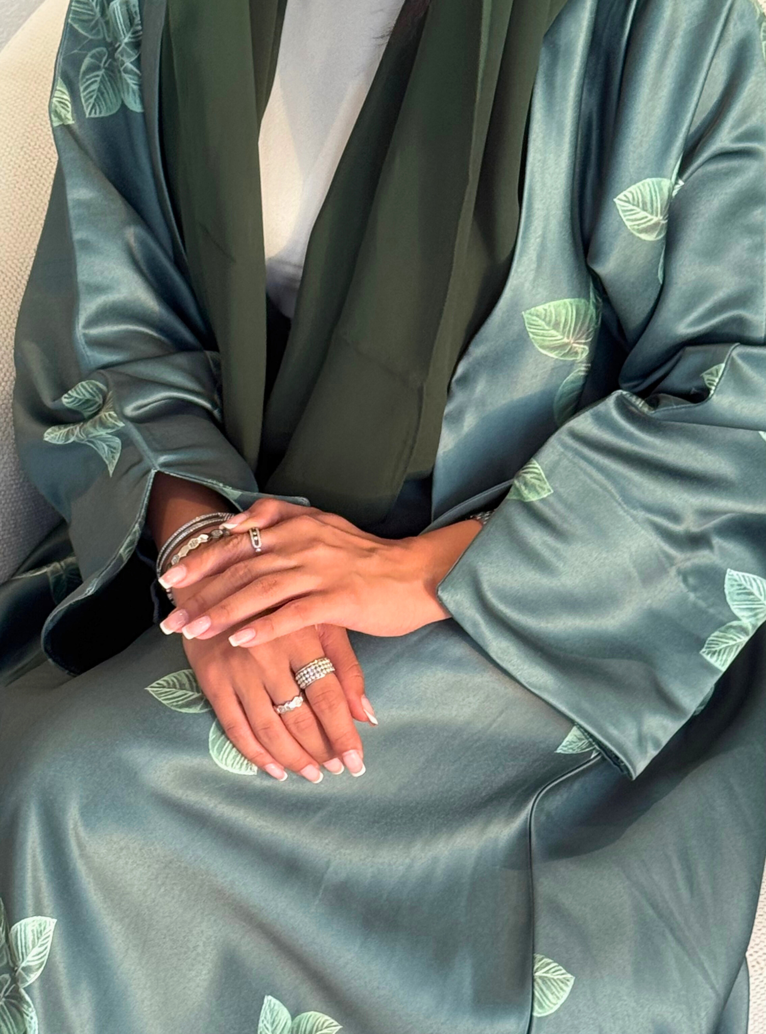 LS177 Off Green A Cut modest  Abaya