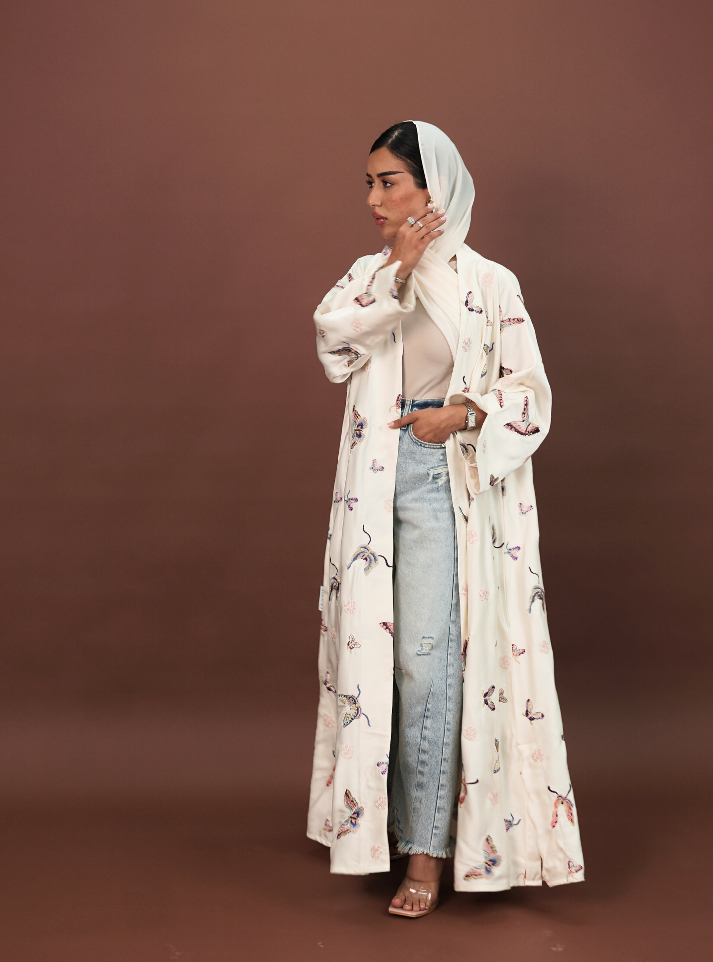 LS176 Off White A Cut modest  Abaya