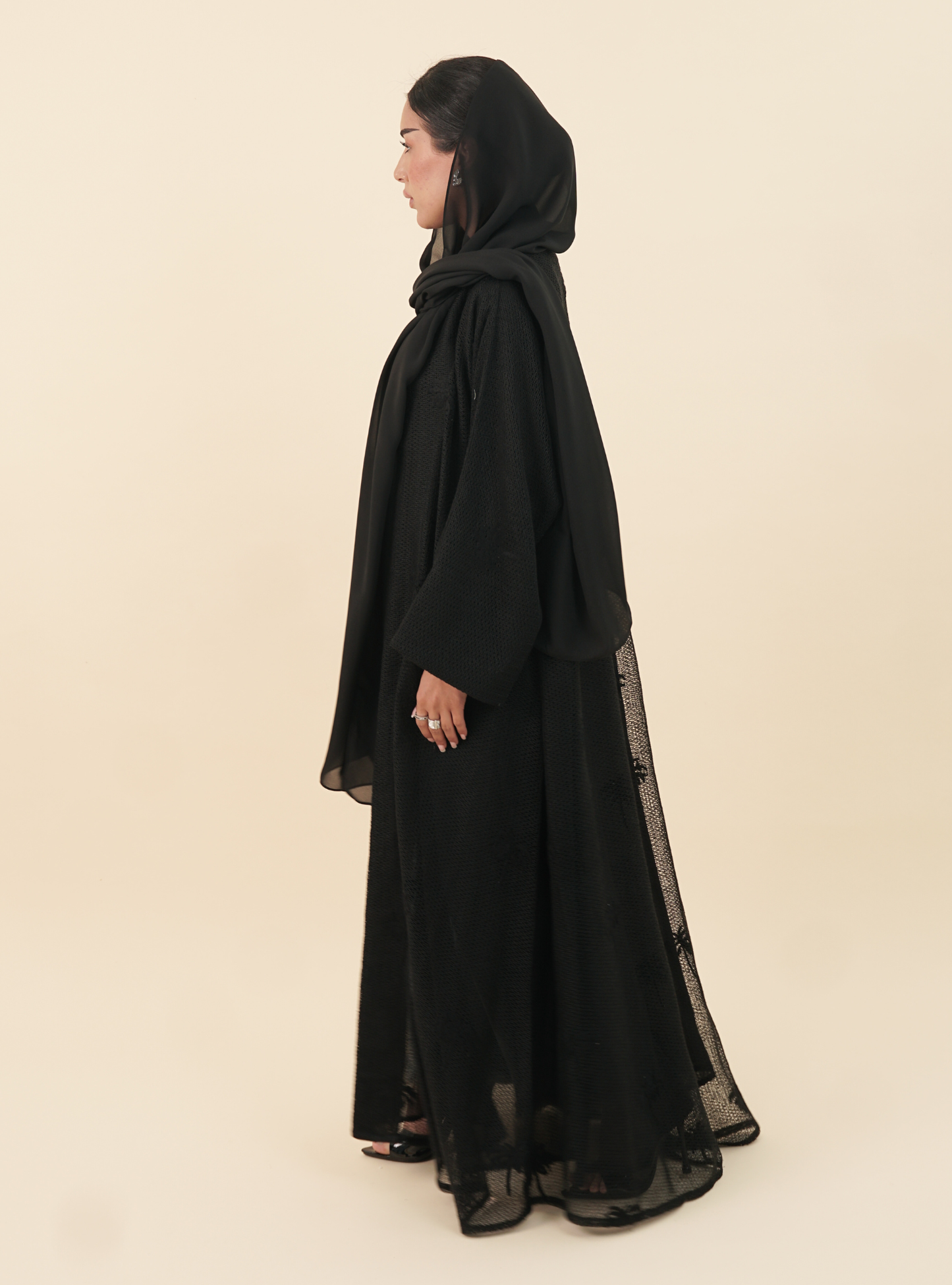 LS173 Black A Cut Summer Abaya