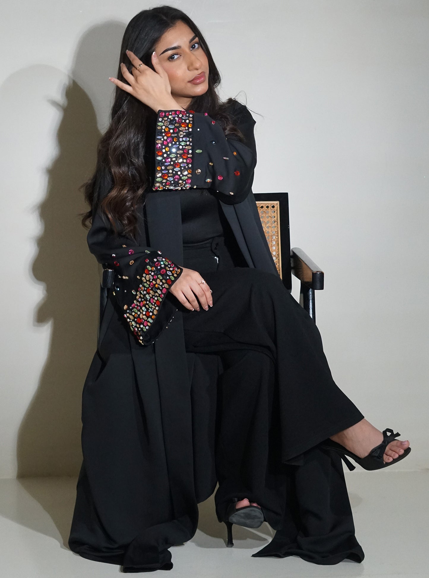 LS128 Black Acut Modest Abaya