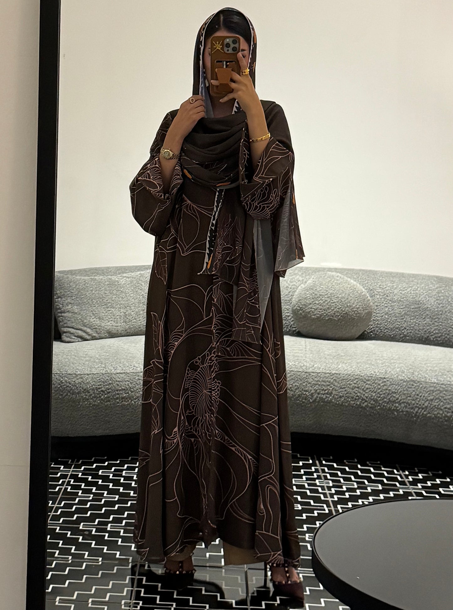 LS180 Brown A cut Modest abaya