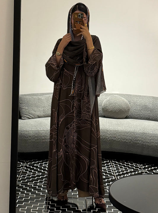 LS180 Brown A cut Modest abaya