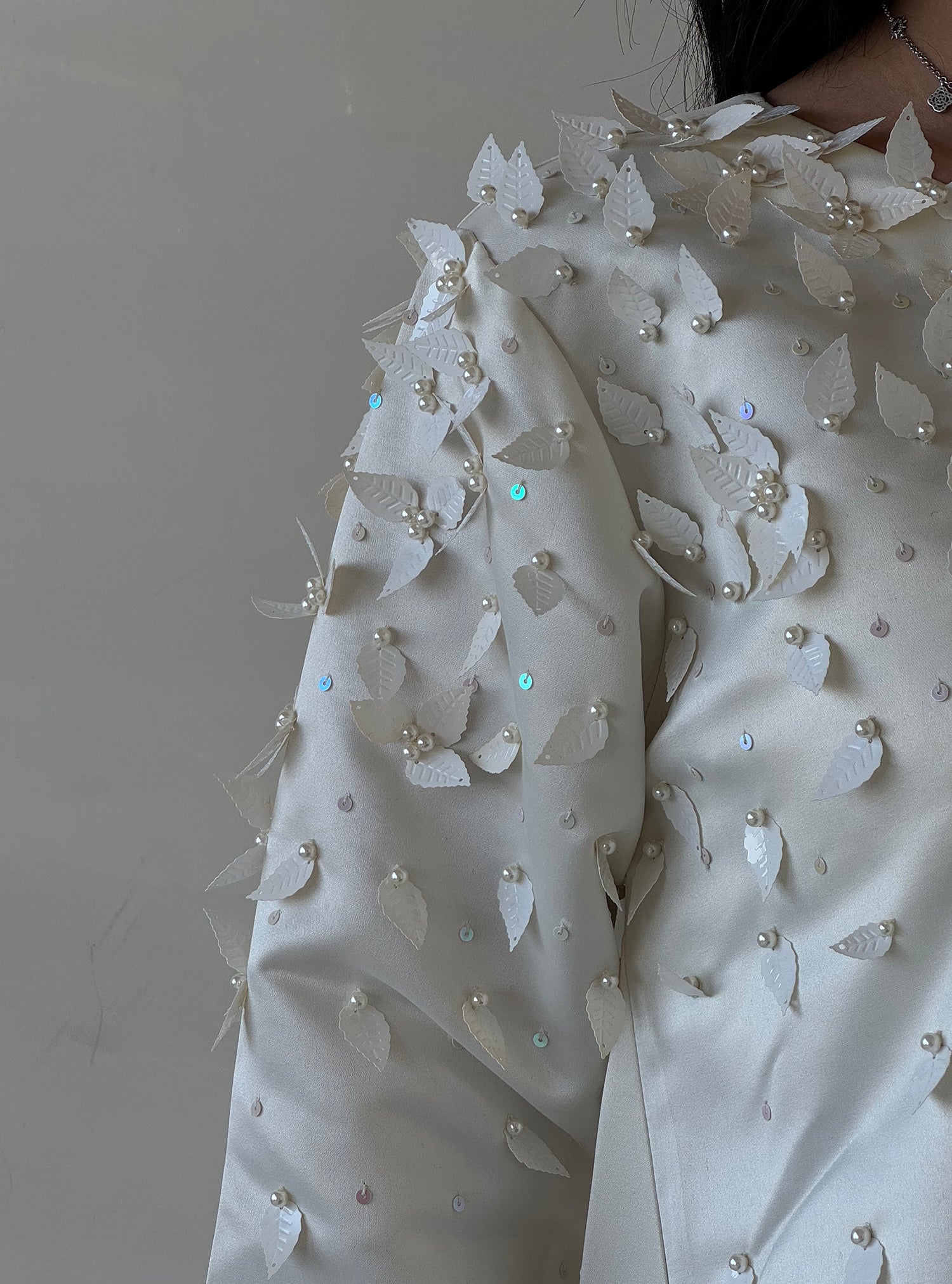 LS167 White Cloush Cut Modest Dress