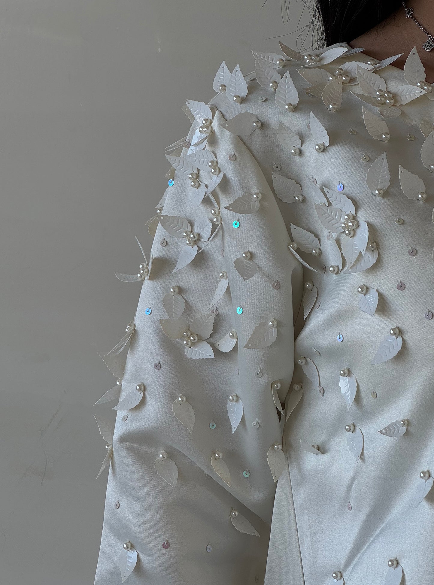 LS167 White Cloush Cut Modest Dress