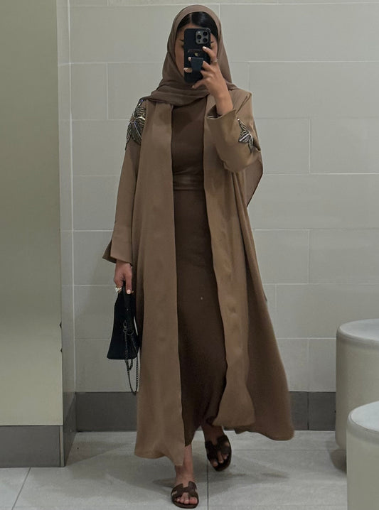 LS139 Brown Acut modest Abaya