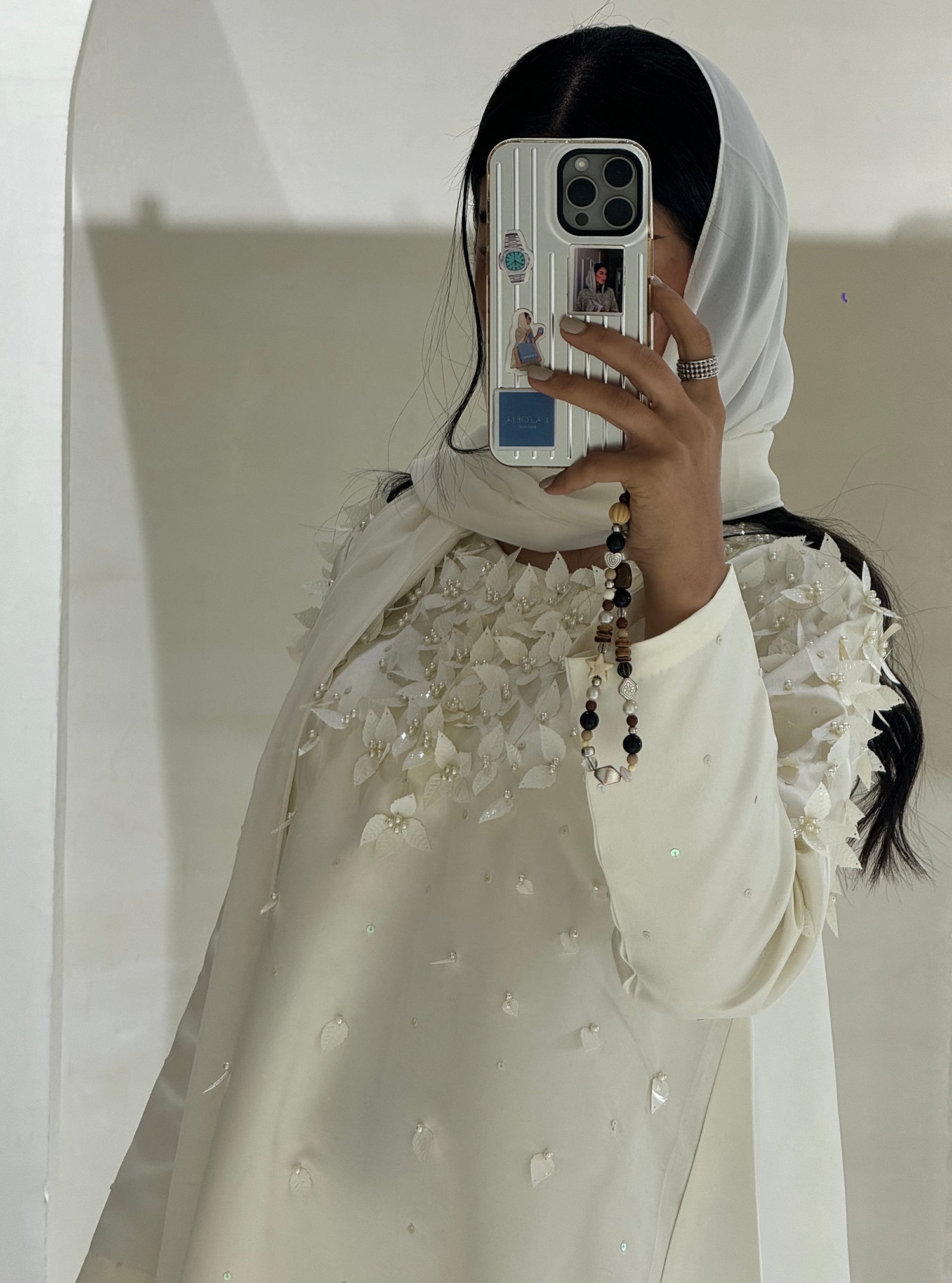 LS167 White Cloush Cut Modest Dress