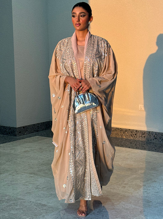 LS112 Beige Bisht Evening Wear