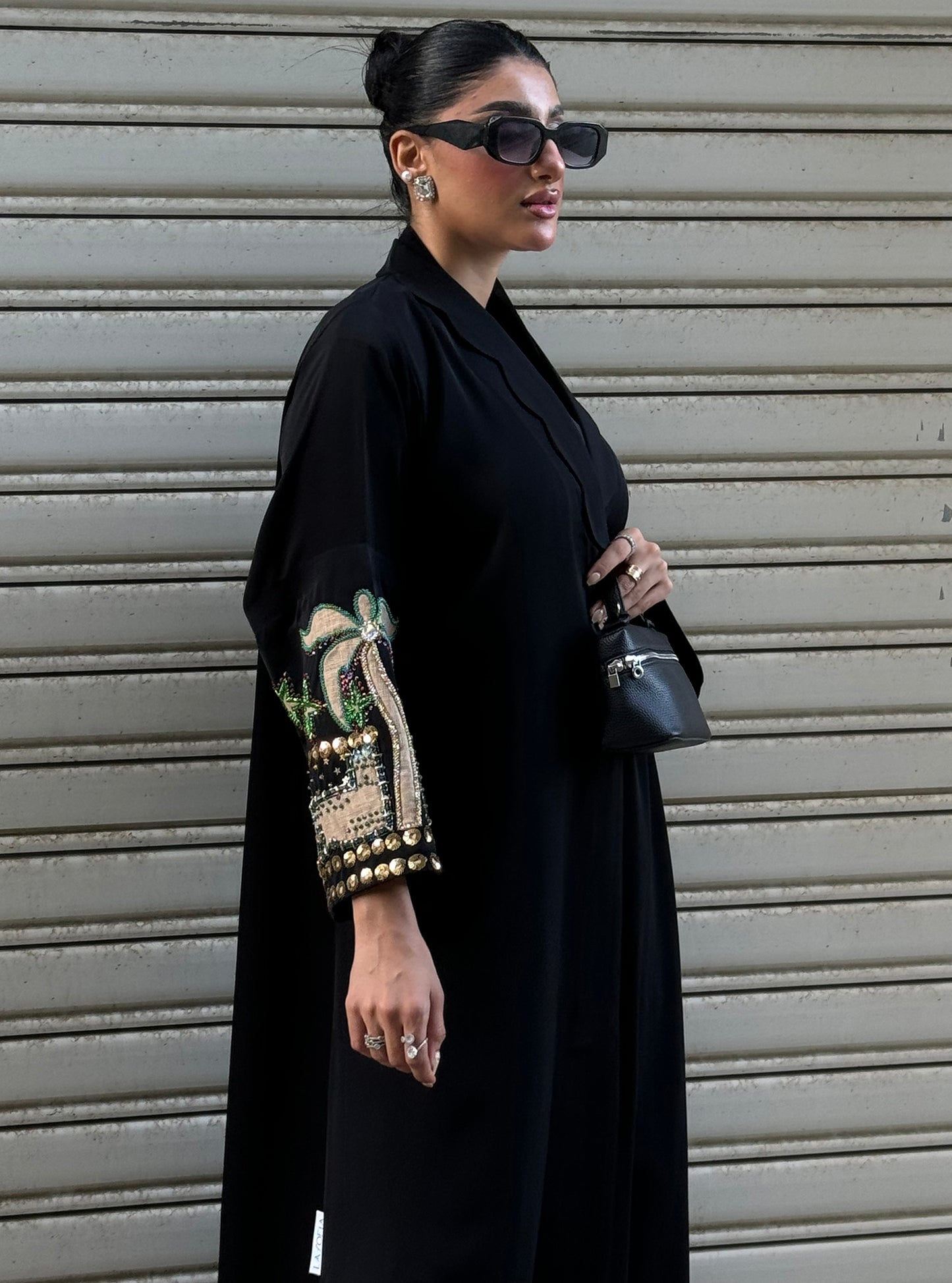 LS163 Black Acut Modest Abaya