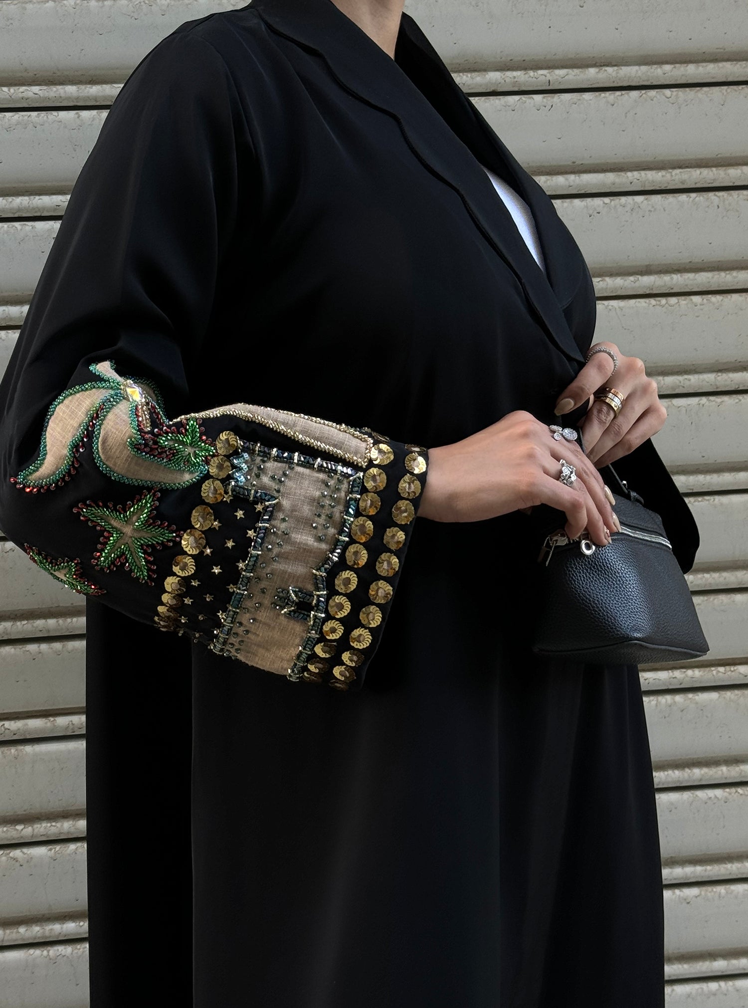 LS163 Black Acut Modest Abaya