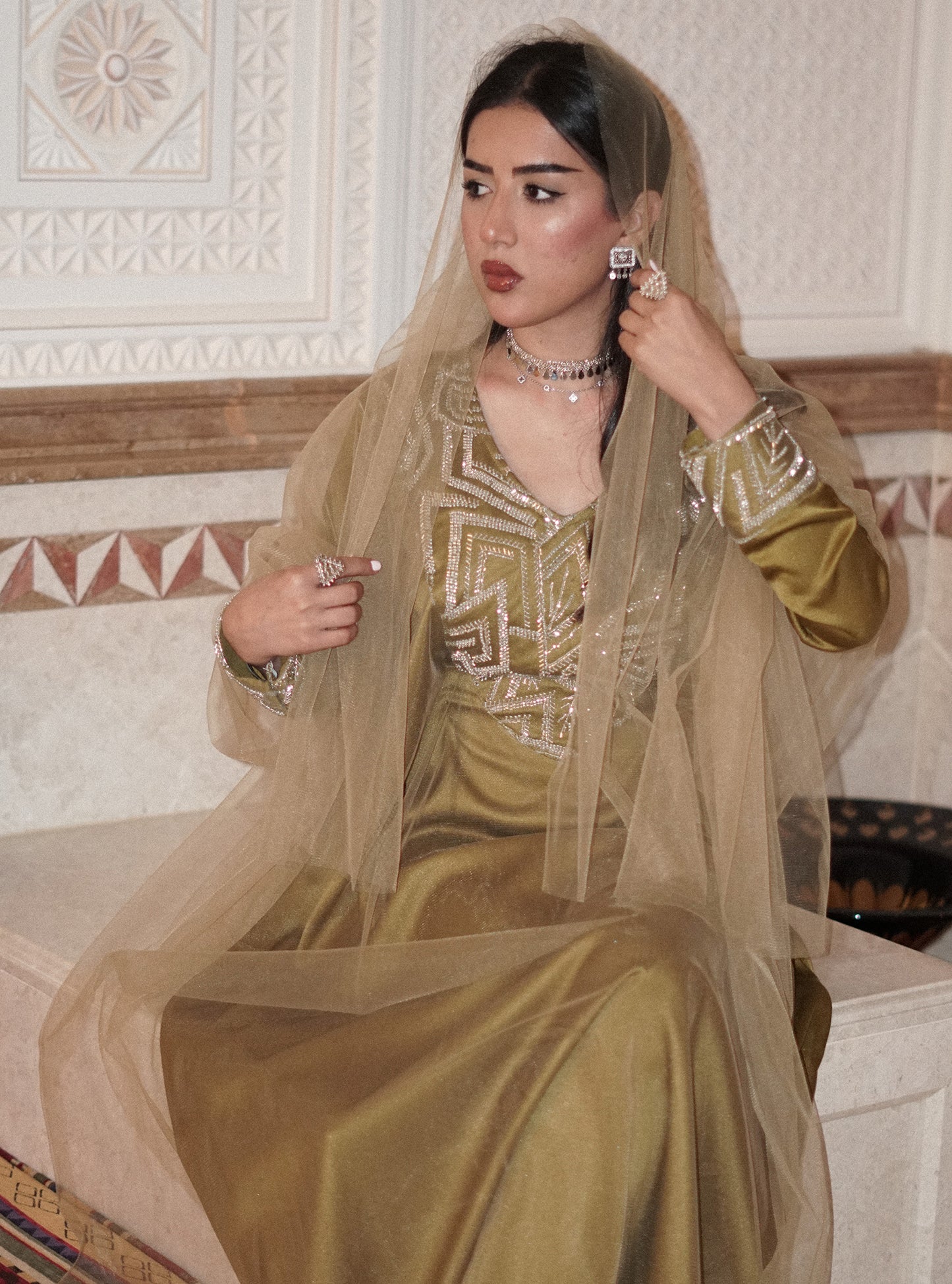 LS178 Tumeric Half Bisht Modest Dress