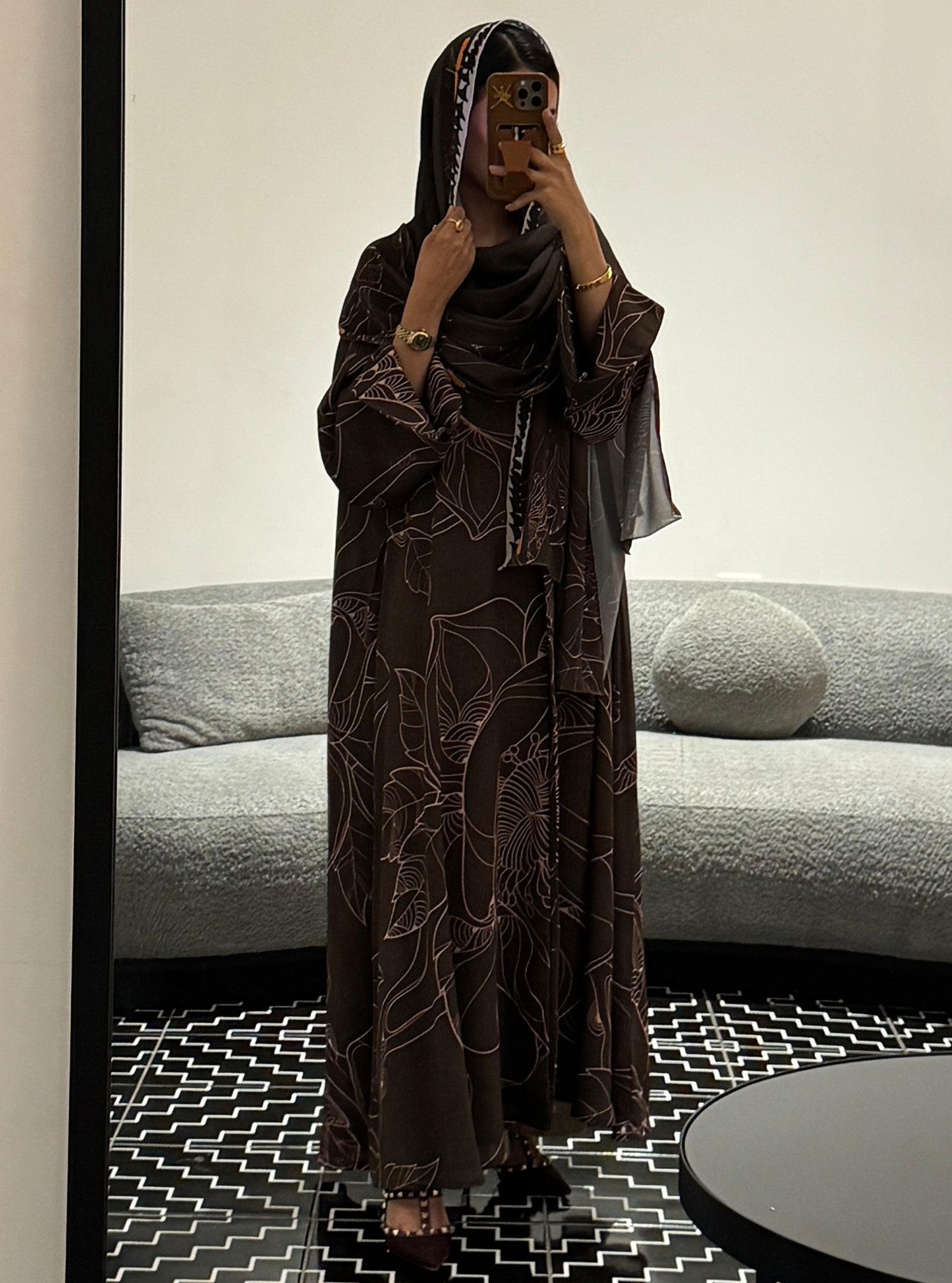 LS180 Brown A cut Modest abaya