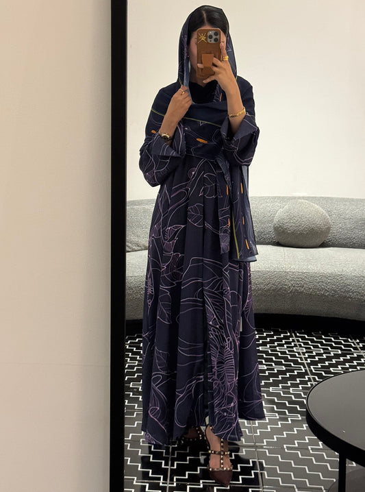 LS181 Purple Acut Modest abaya