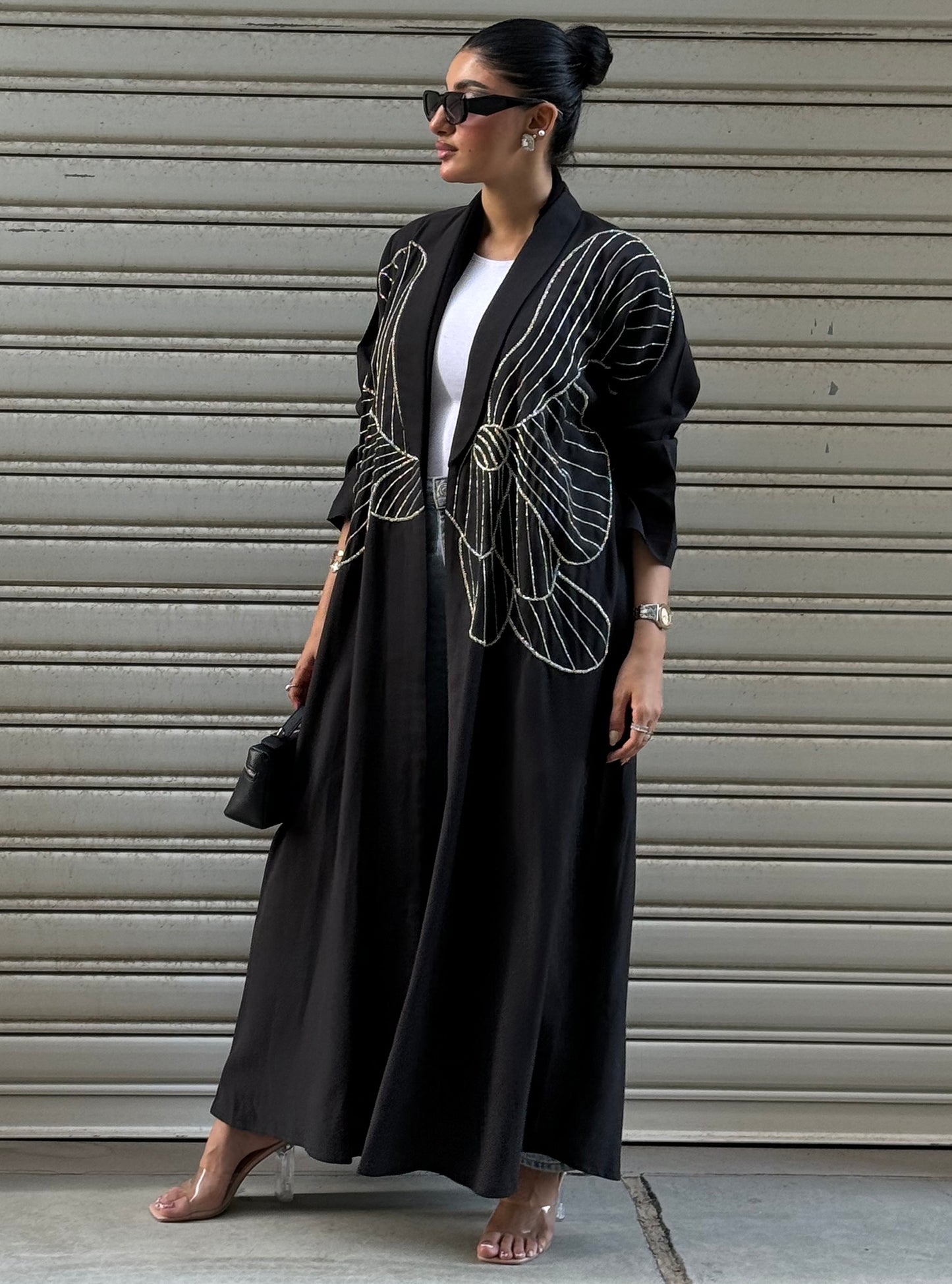 LS161 Black A cut Modest Abaya