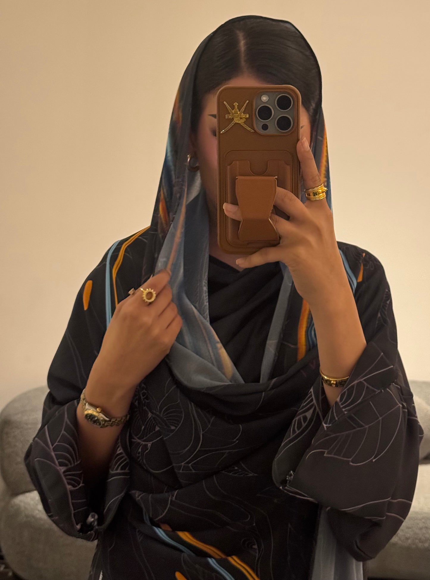 LS182 Gray A cut Modest Abaya