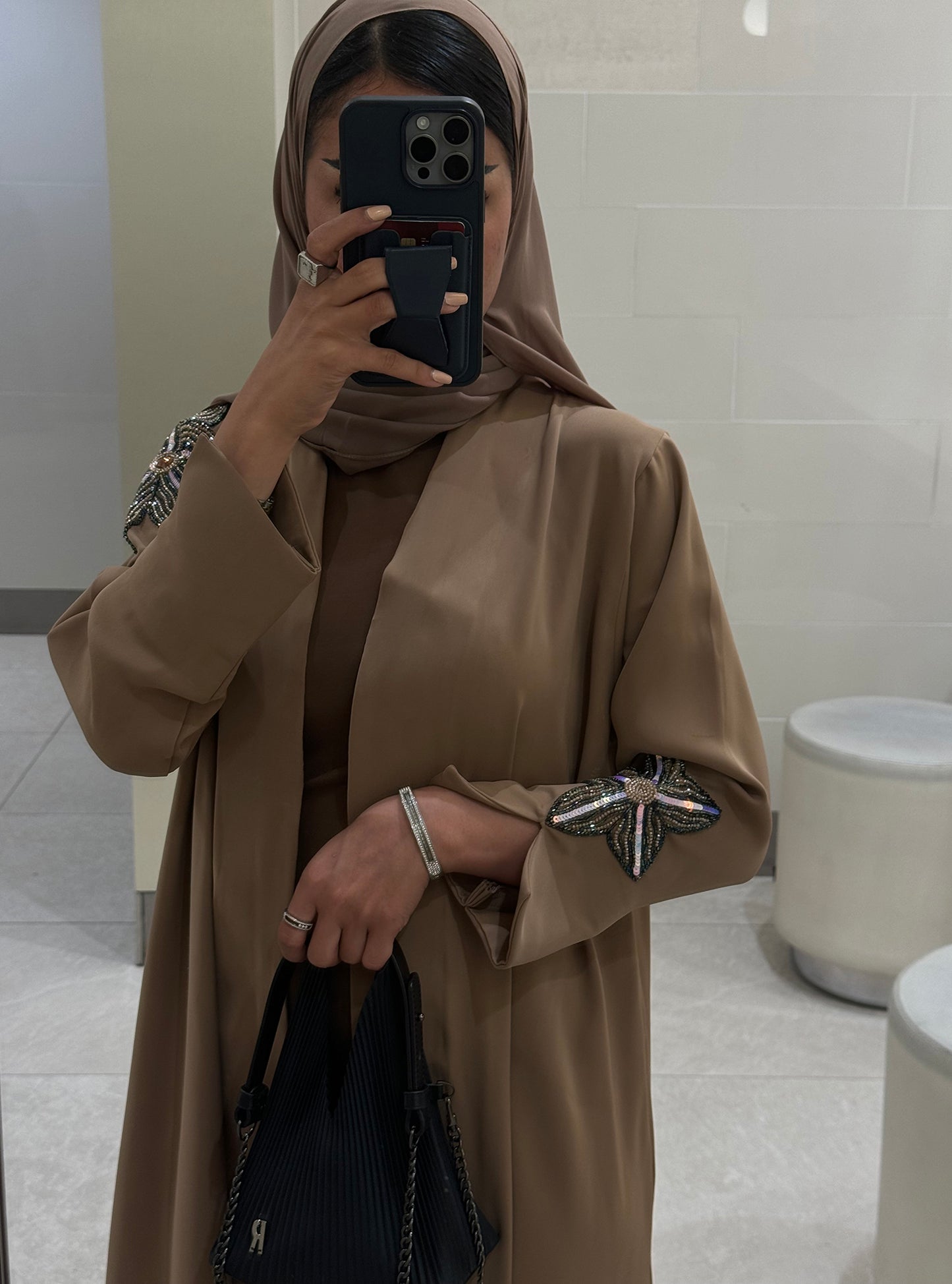 LS139 Brown Acut modest Abaya