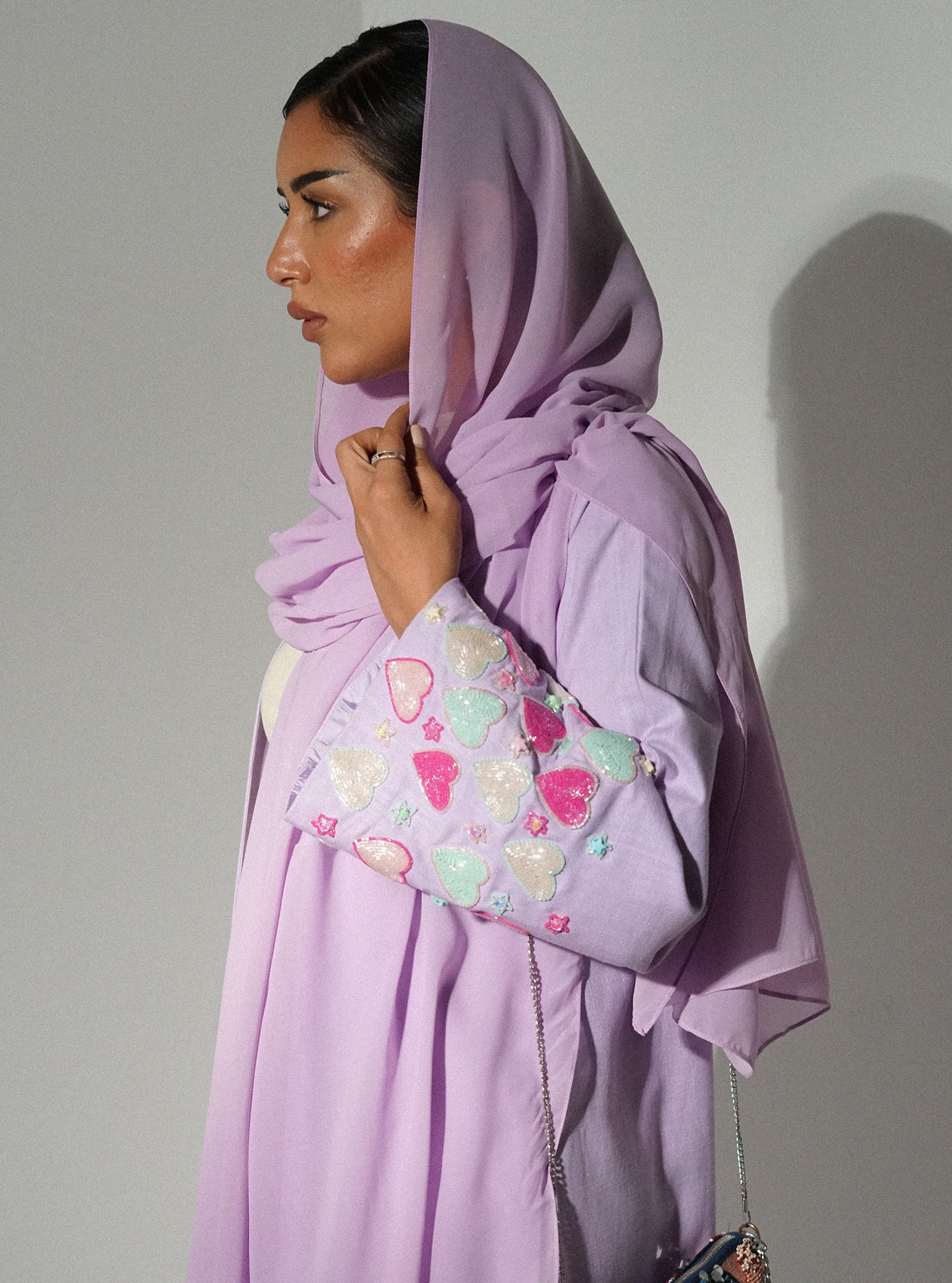 LS146 Light Purple Acut Modest Abaya