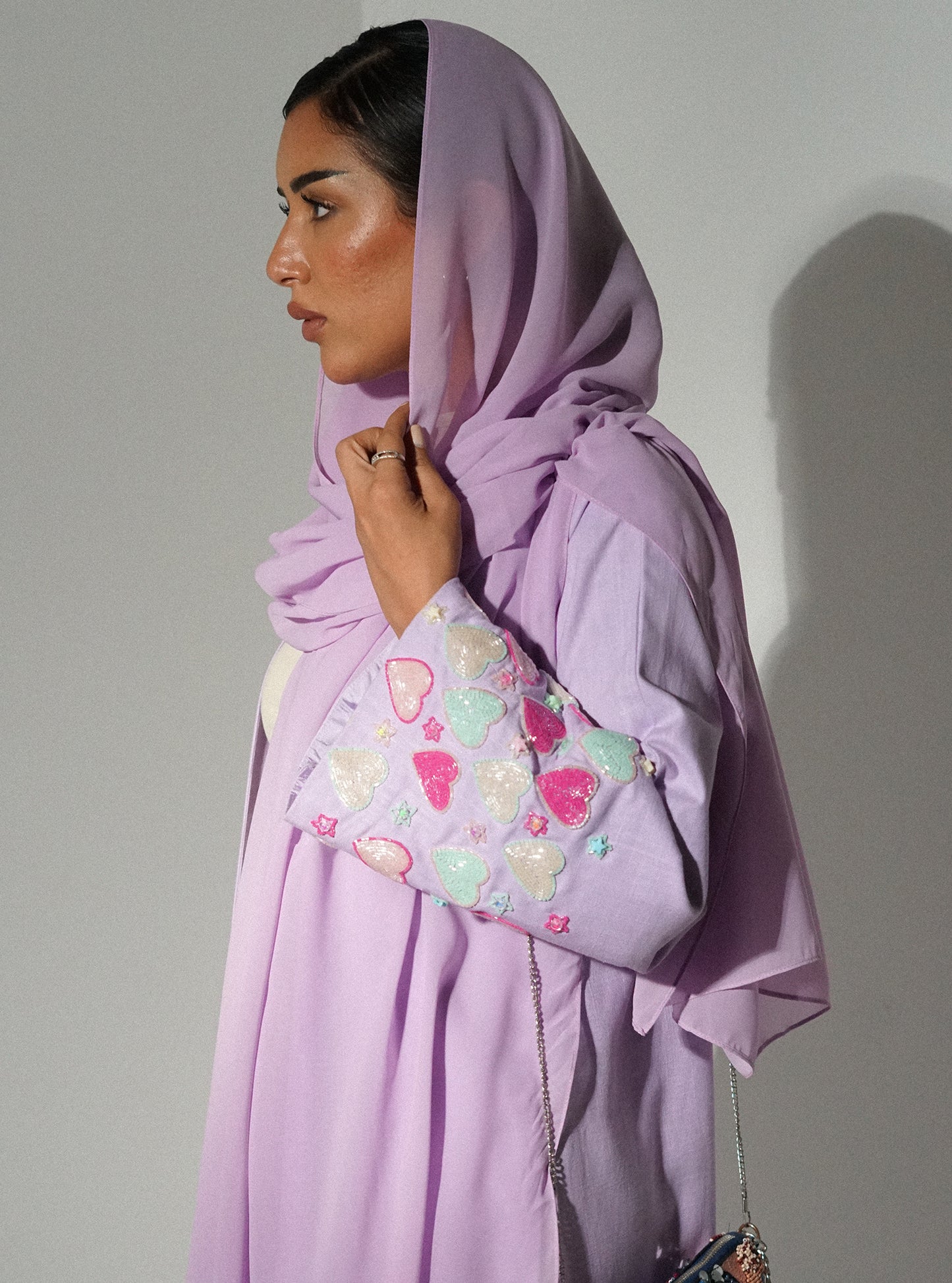 LS146 Light Purple Acut Modest Abaya