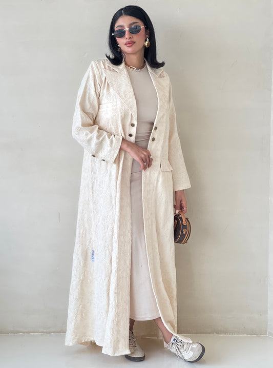 LS173 Beige Acut Modest Abaya