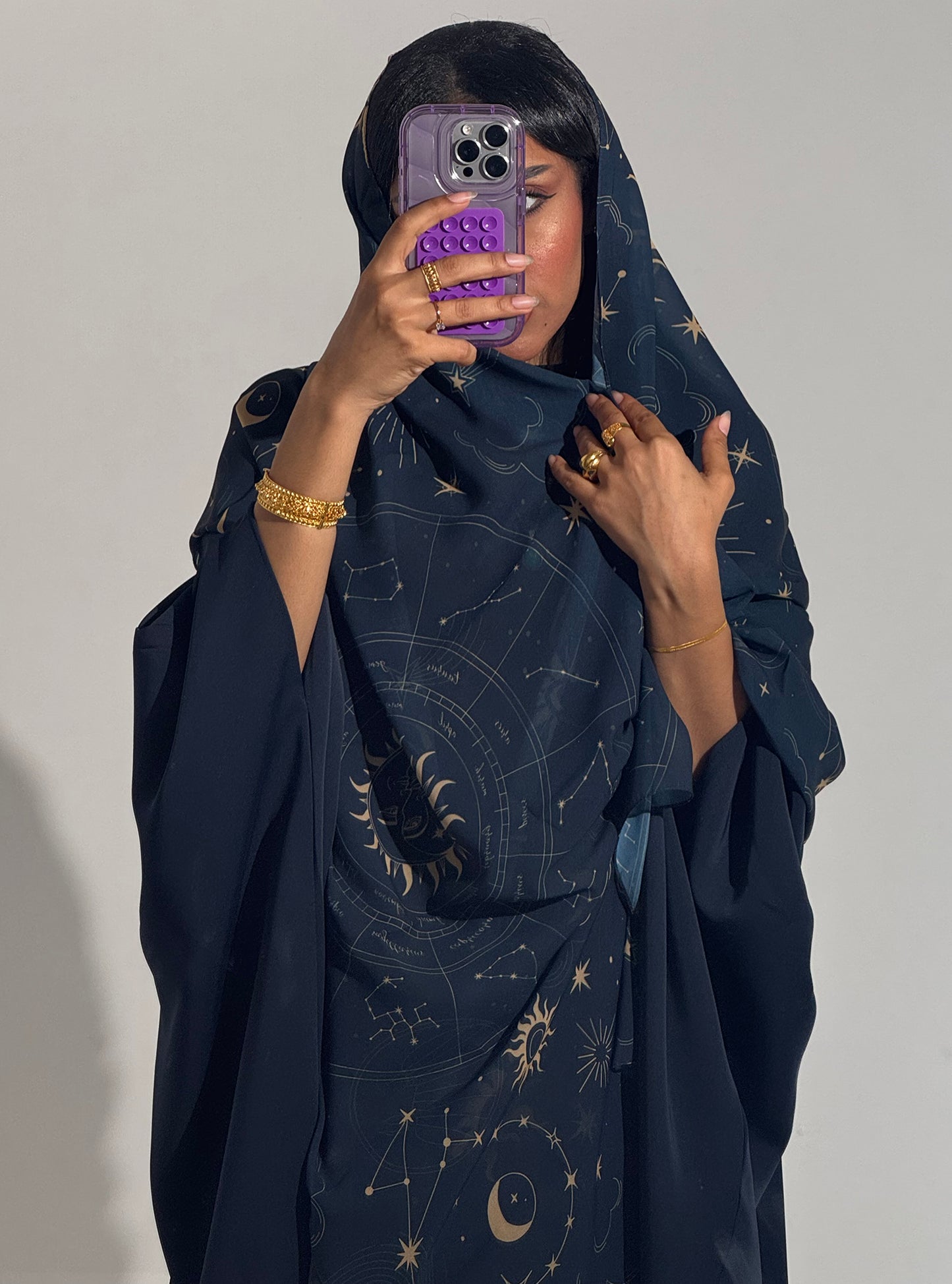 LS183 Navy blue A cut Modest Abaya