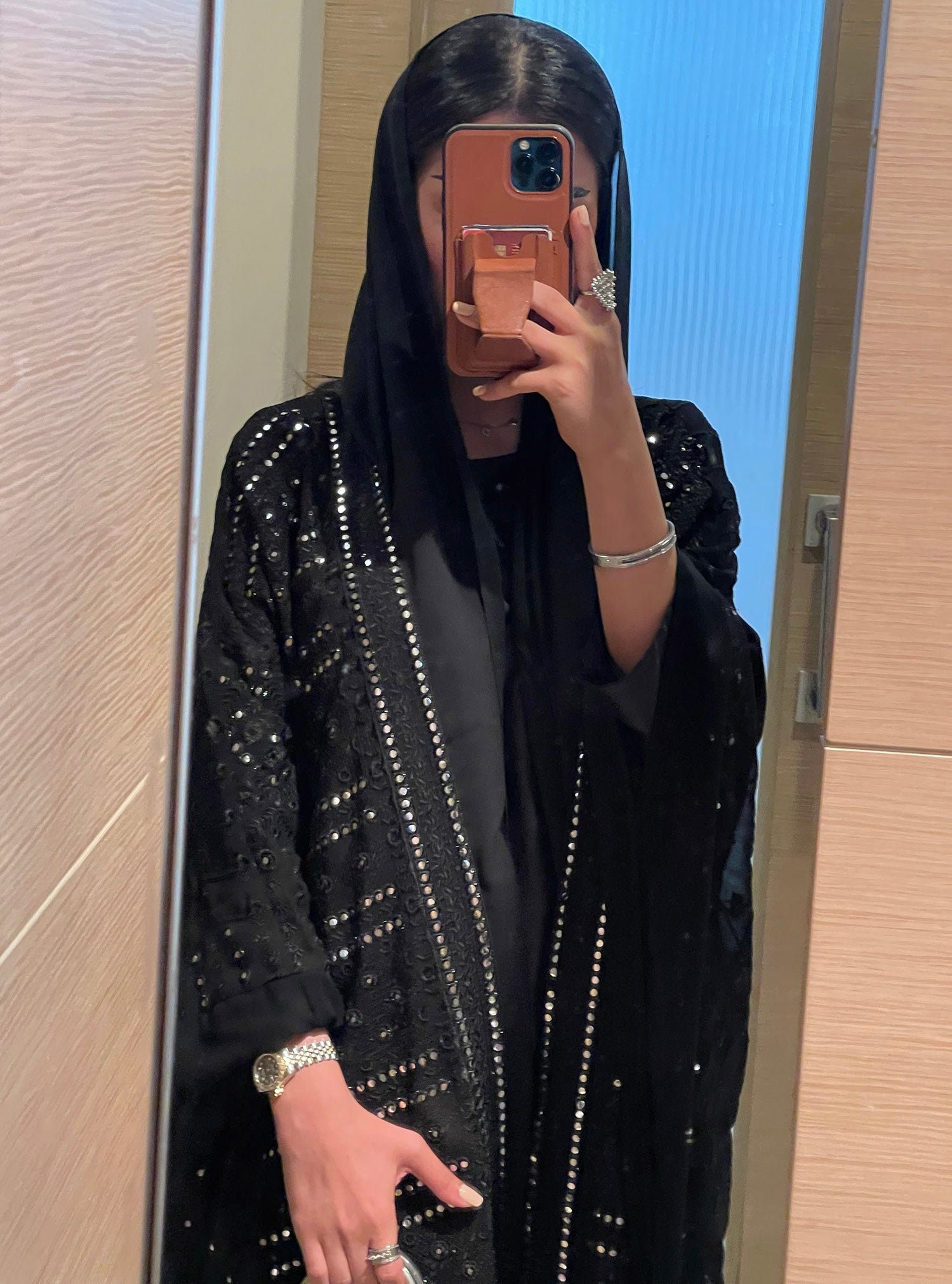 LS135 Black Bisht Evening Wear