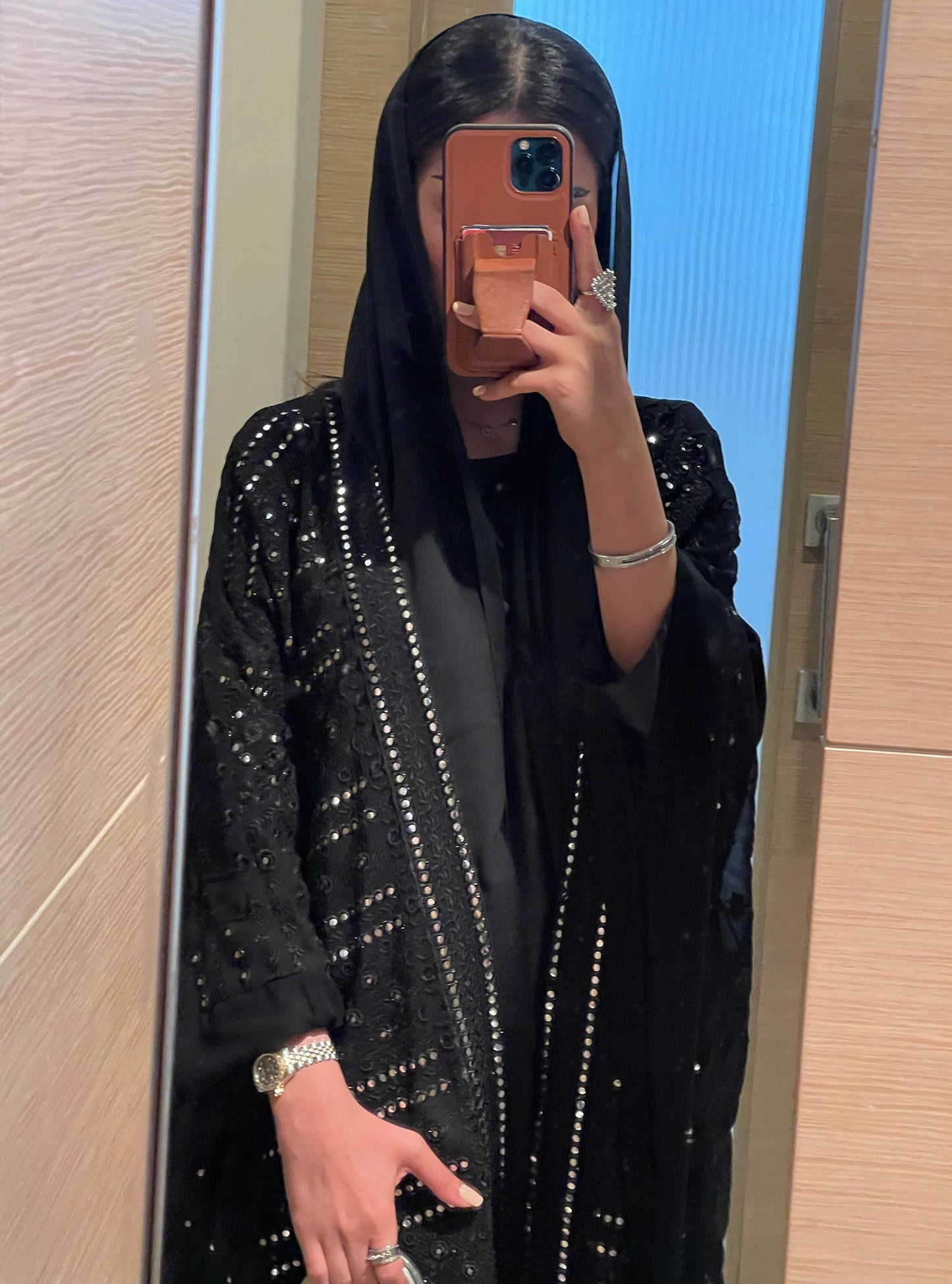LS135 Black Bisht Evening Wear