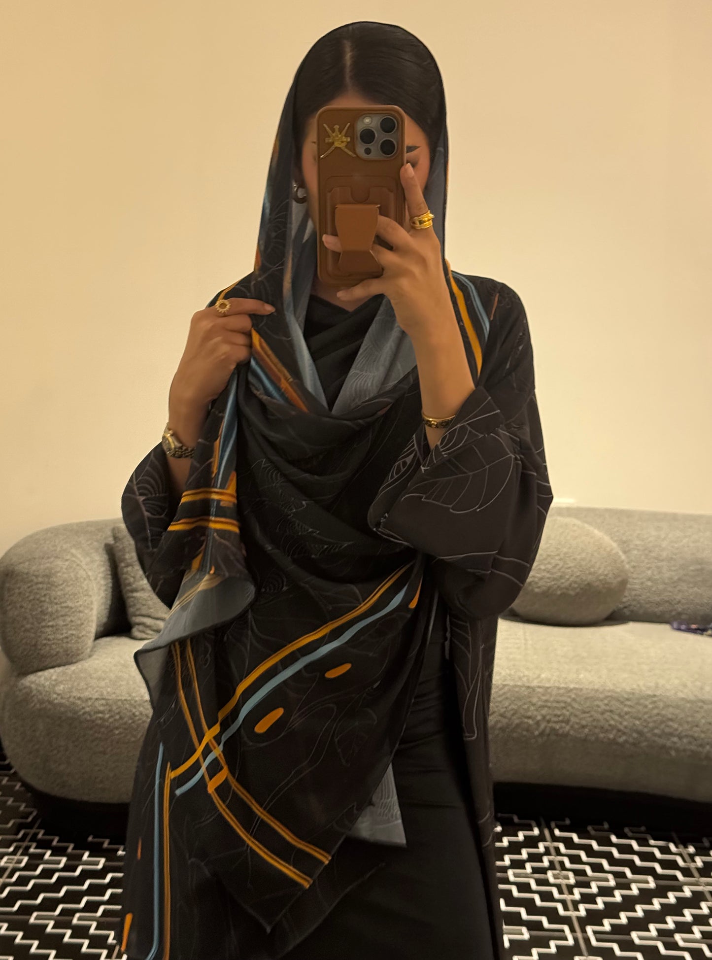 LS182 Gray A cut Modest Abaya
