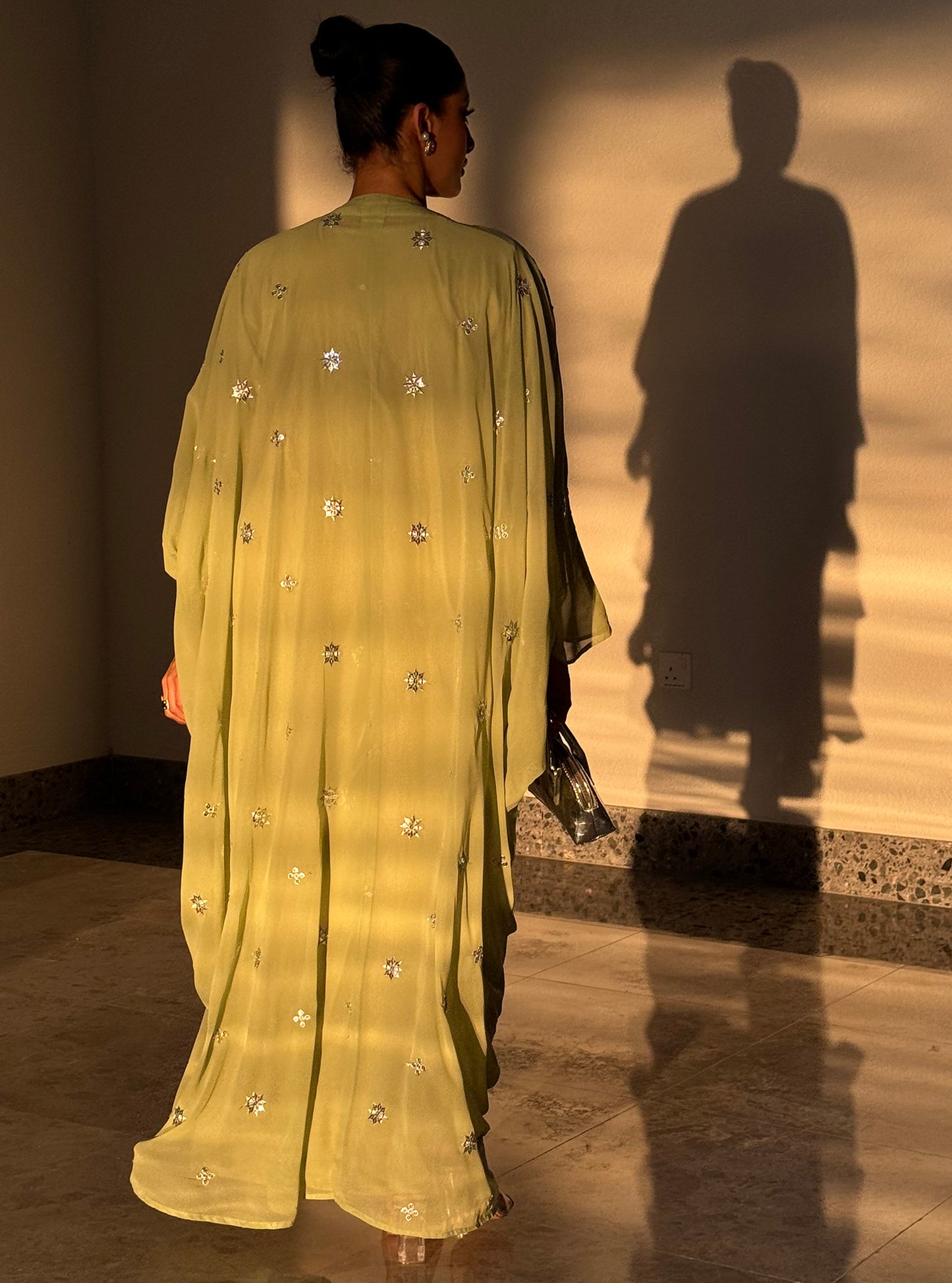 LS111 Mint green Acut  Bisht Evening Wear