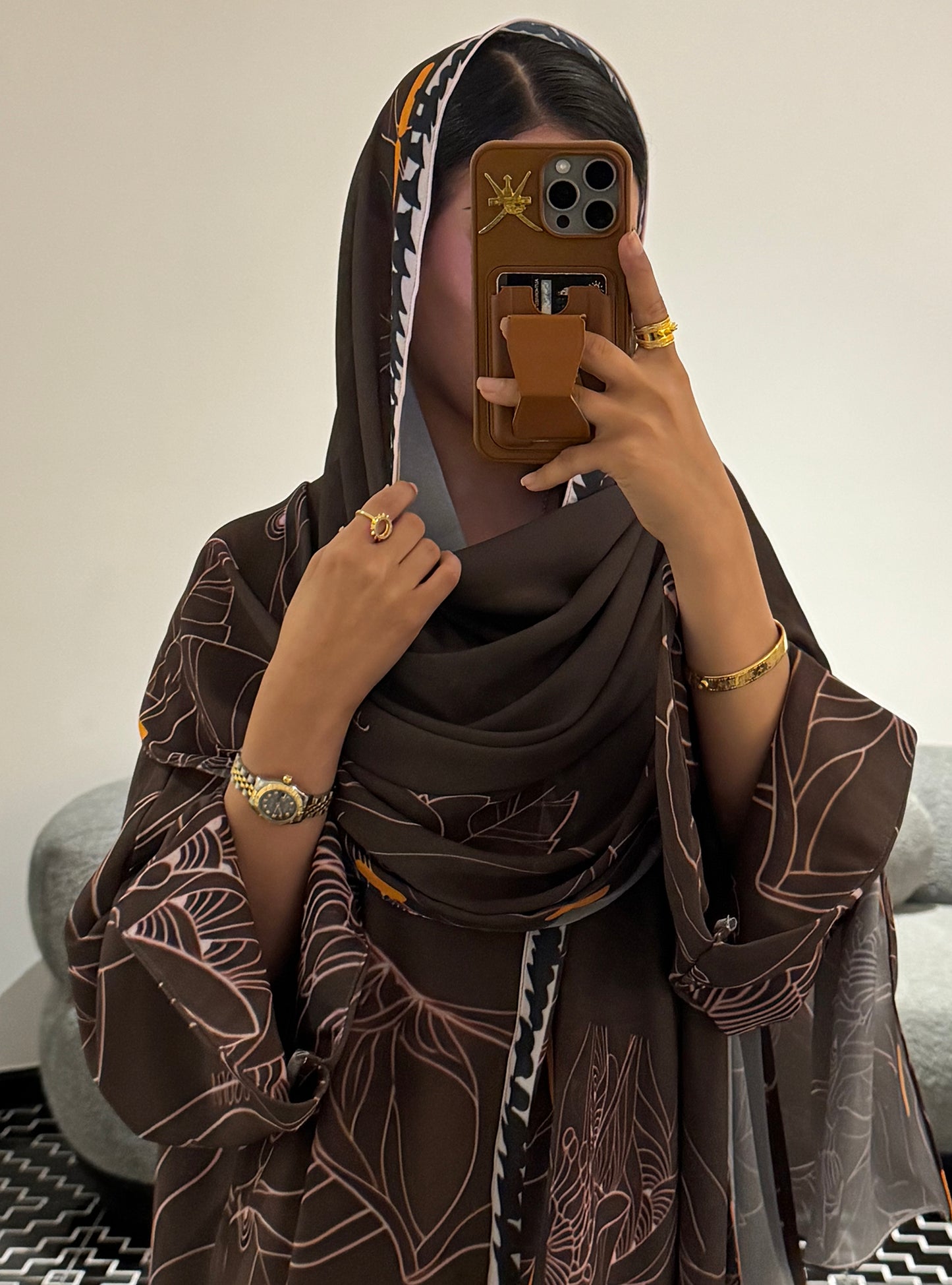 LS180 Brown A cut Modest abaya
