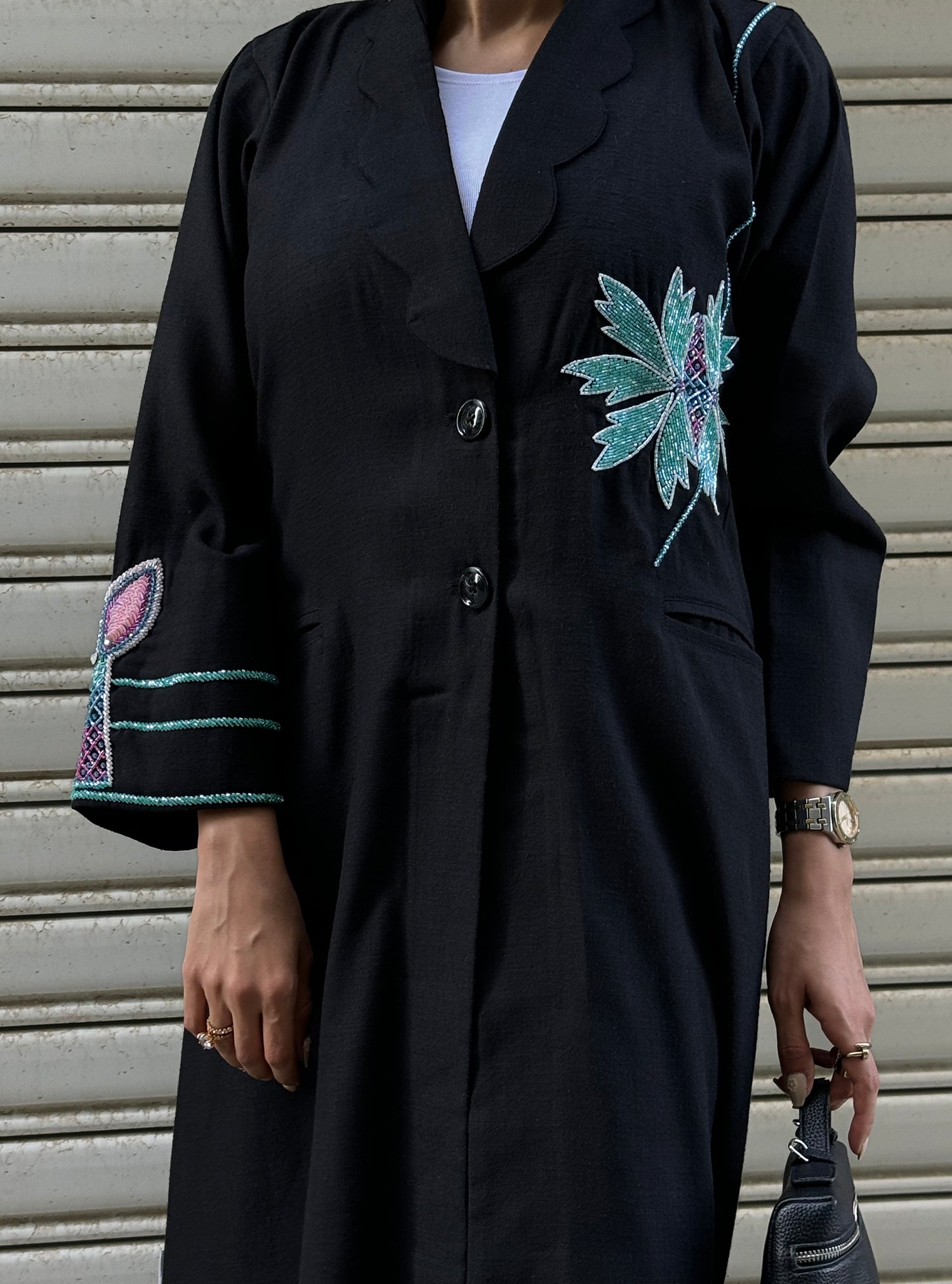 LS162 Black Acut Modest Abaya