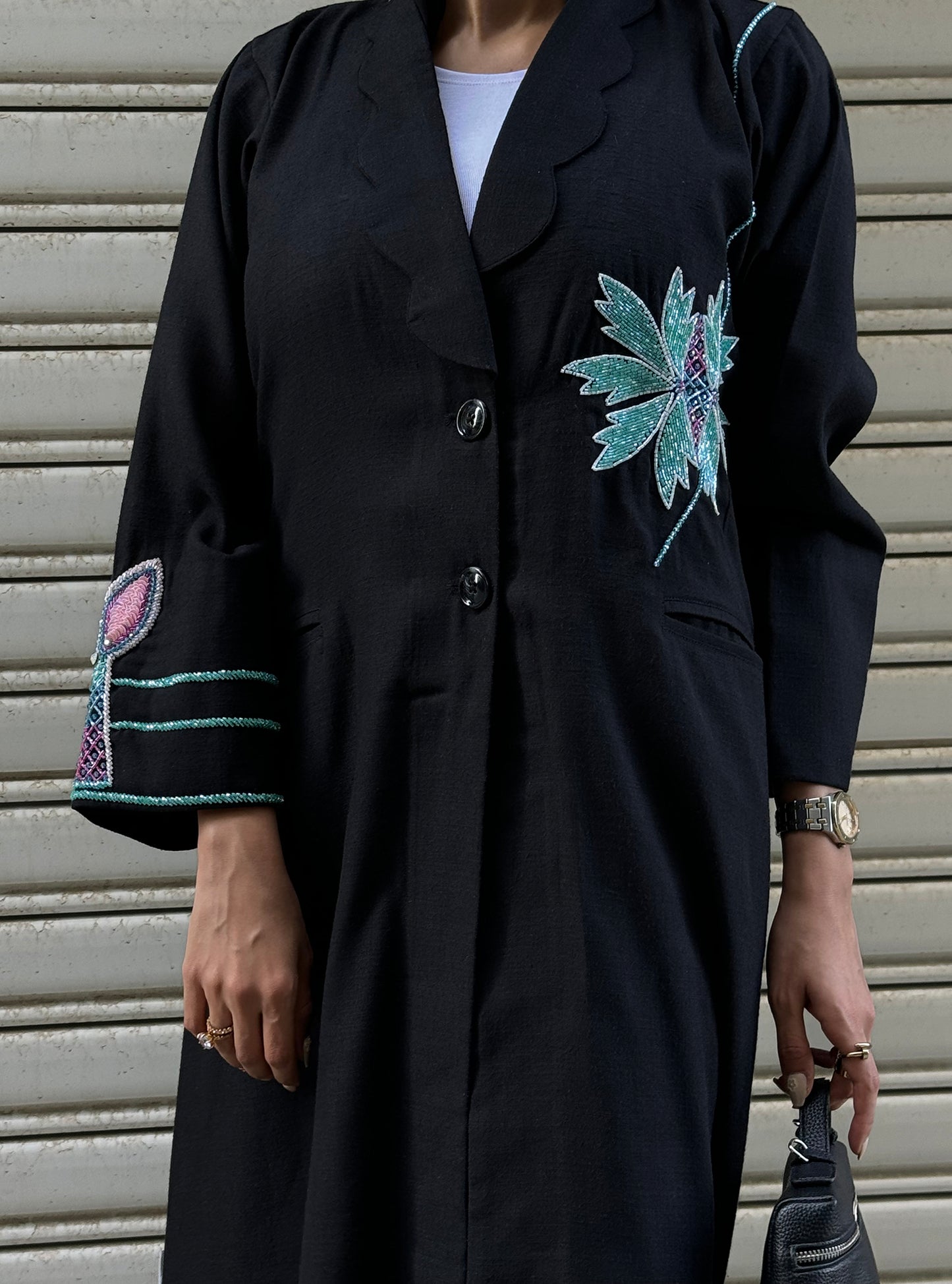 LS162 Black Acut Modest Abaya