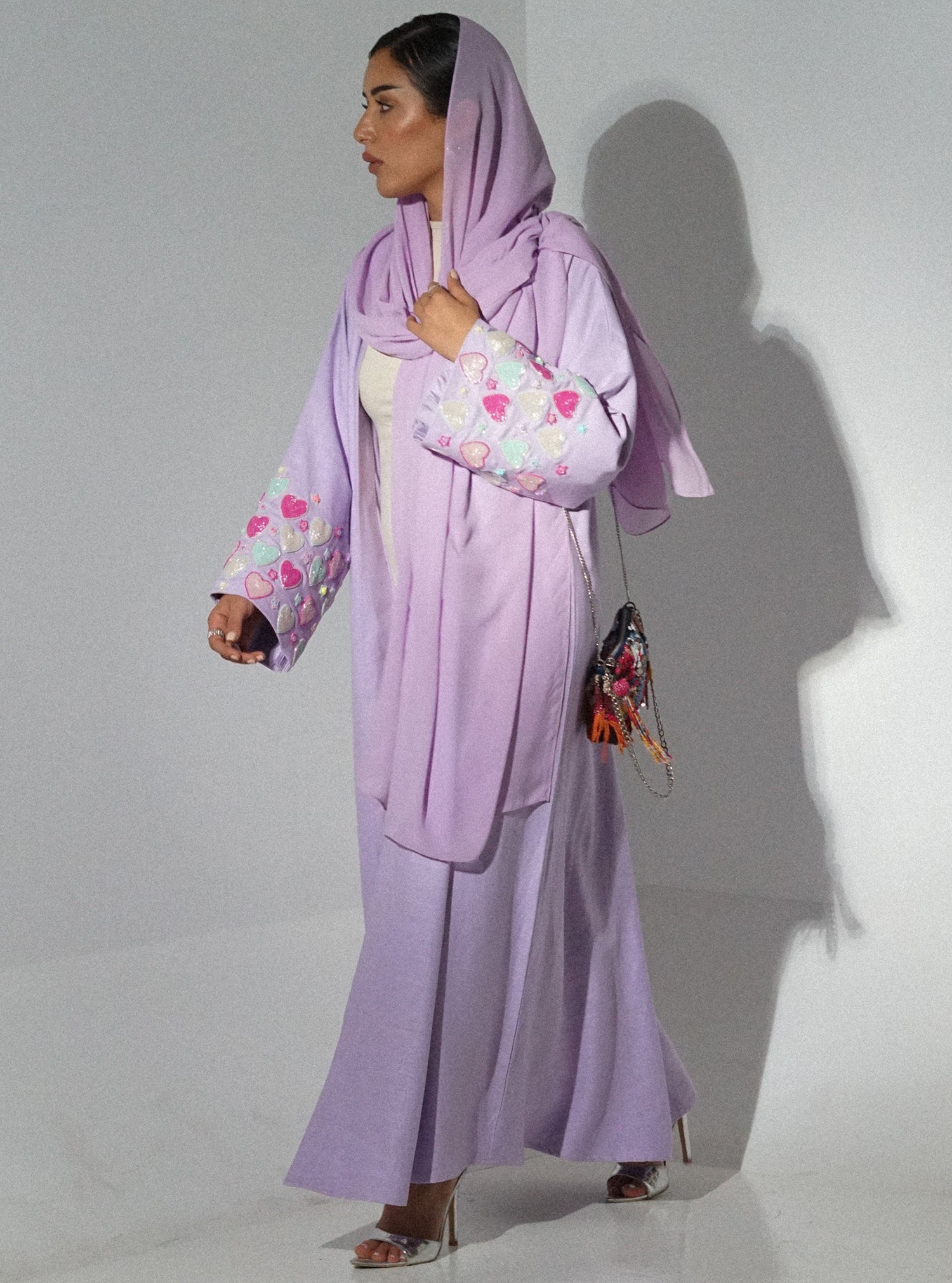 LS146 Light Purple Acut Modest Abaya