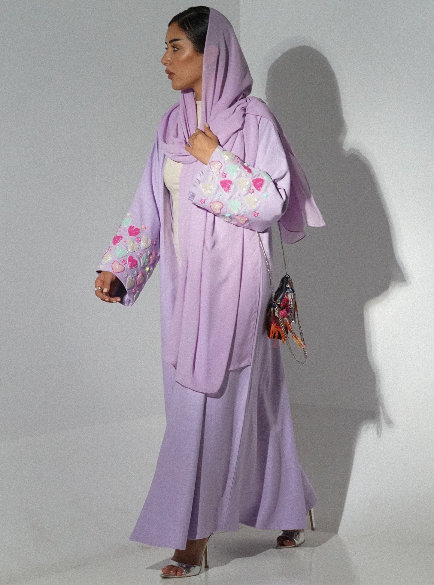 LS146 Light Purple Acut Modest Abaya