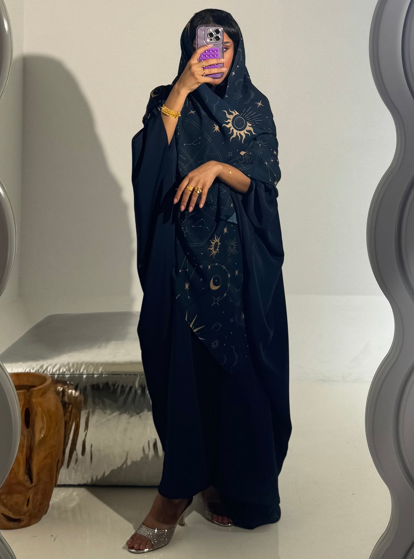 LS183 Navy blue A cut Modest Abaya