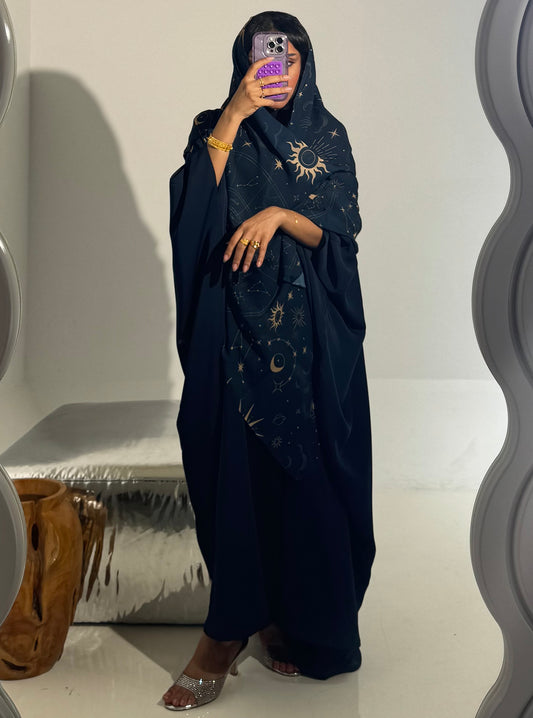 LS183 Navy blue A cut Modest Abaya