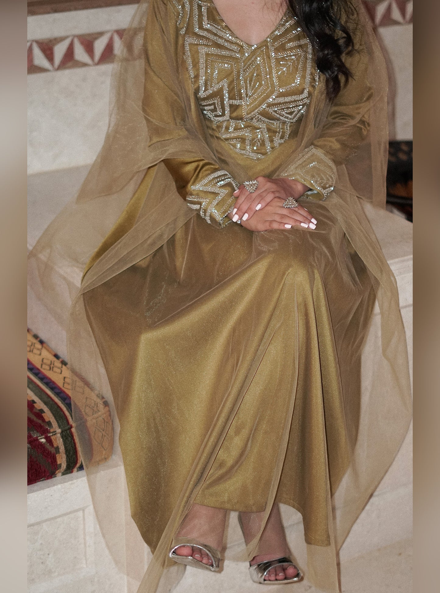 LS178 Tumeric Half Bisht Modest Dress