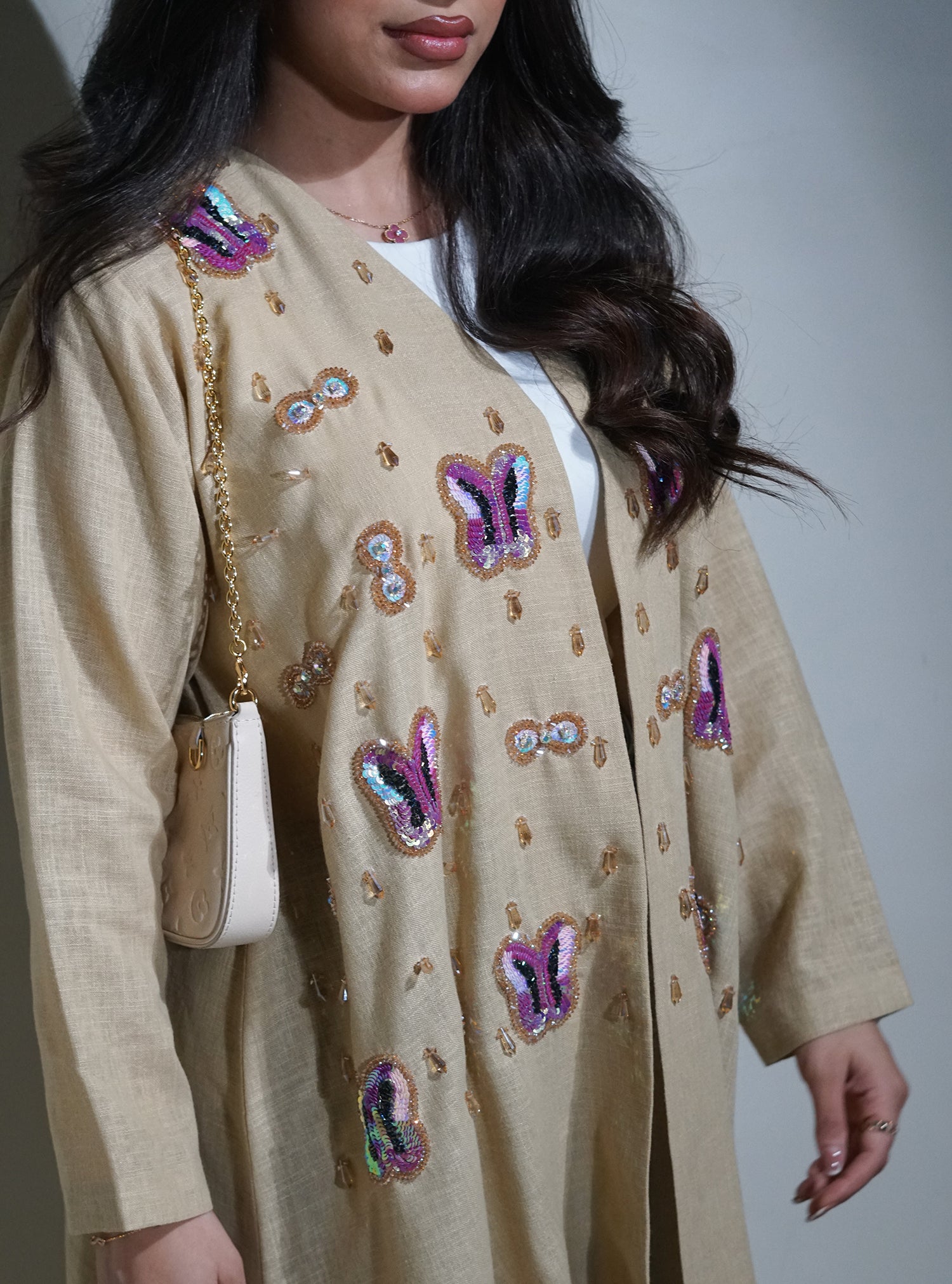LS125 Beige Acut Modest Abaya