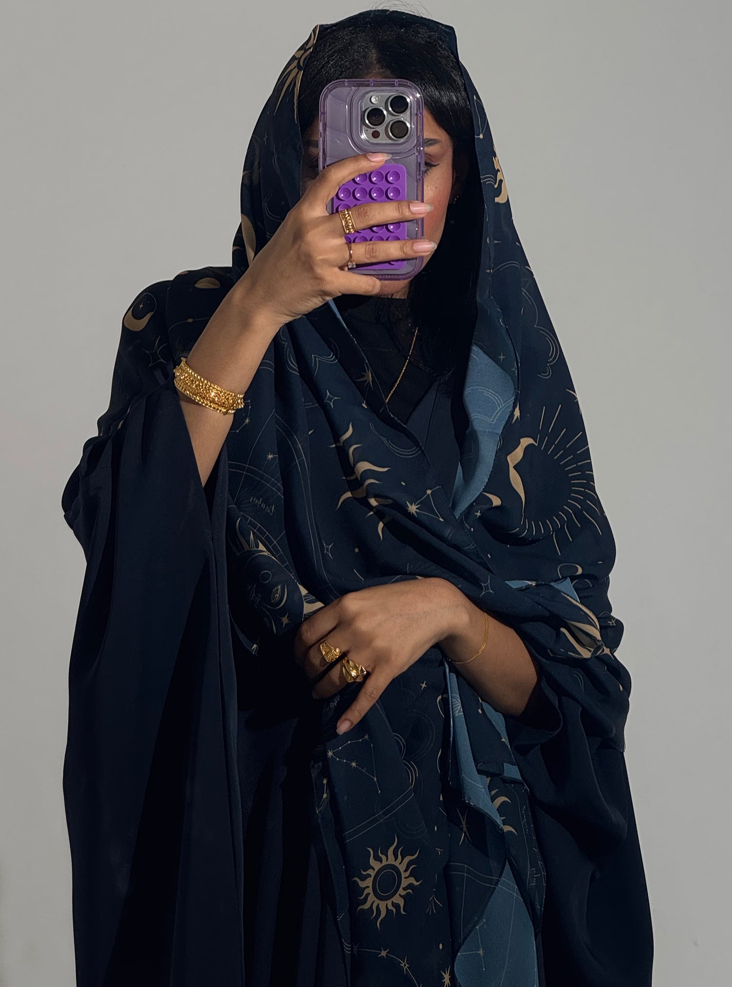 LS183 Navy blue A cut Modest Abaya