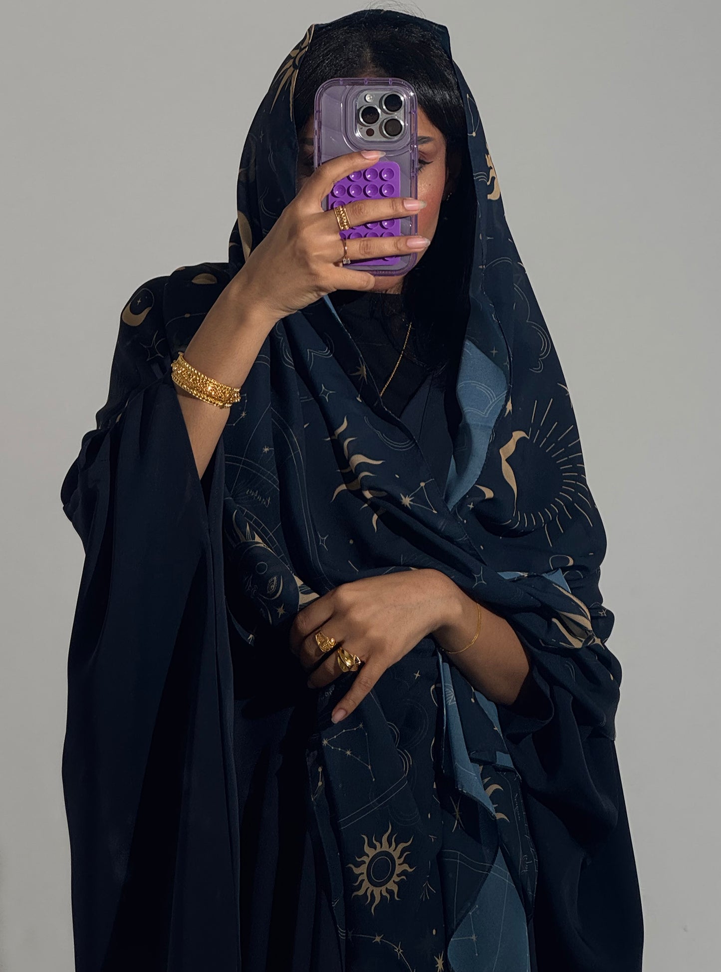 LS183 Navy blue A cut Modest Abaya